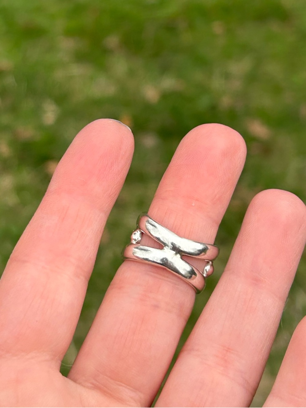 Chunky Modernist Sterling Silver Ring - Dome Band - Picture 3 of 4
